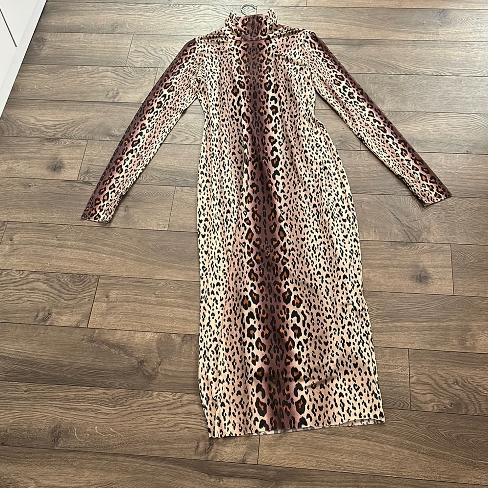AFRM Leopard Print Long Sleeve Dress